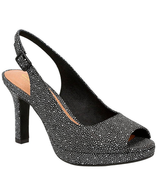 CLARKS Mayra Blossom Black Peeptoe Heel