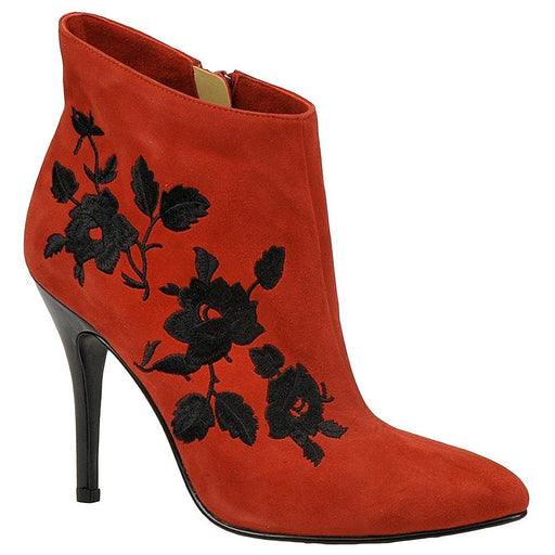 J. Renee Women's Nall Boot 12 C/D US Red-Black-Floral-Suede
